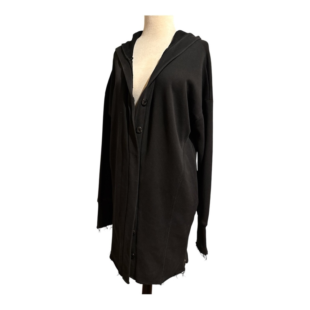 FATE Black Hooded Cloak Unisex Size M | Gothic Grunge Cape Raw Hem Distressed - Picture 2 of 11
